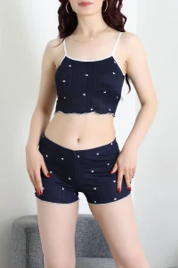 Pegasus İp Askılı Şortlu Pijama Takım Lacivert - 3430.1783.