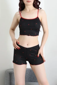 Pegasus İp Askılı Şortlu Pijama Takım Siyahkalpli - 3430.1783.