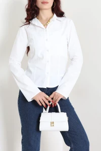 Poplin Kumaş Fit Gömlek Beyaz - 44008.2118.