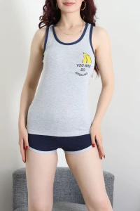 Şortlu Pijama Takımı Açıkgri - 53504.2161.