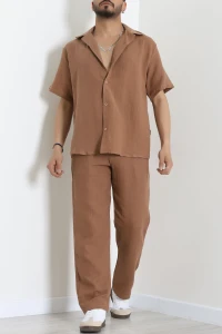 Oversize Müslin Gömlekli Takım Sütlükahve - 71229.1937.