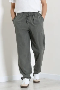 Beli Lastikli Keten Rahat Kesim Erkek Pantolon Antrasit - 71607.2170.