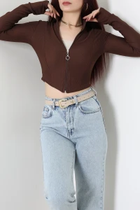 Fermuarlı Body Kahve - 4003.1247.