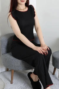 Fitilli Pijama Takımı Siyahkırmızı - 52305.1567.