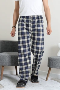 Süprem Ekose Erkek Pijama Altı Lacivertkrem - 71488.1838.