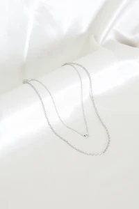 Minimal Kalpli İkili Kolye Seti Gümüş - 32795.2063.