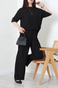 Bisiklet Yaka Oversize Bürümcük Takım Siyah - 55127.599.
