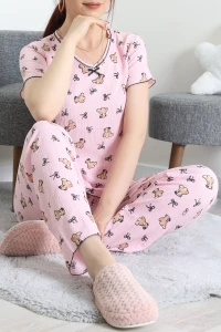 Bürümcük V Yaka Pijama Takımı Pembeayı - 126.1287.