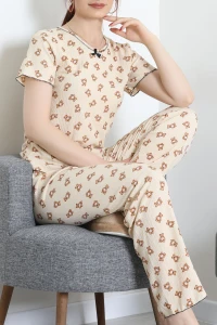 Bürümcük V Yaka Pijama Takımı Bejayı - 126.1287.