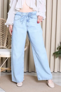İp Bağlamalı Geniş Paça Jean Açıkmavi - 32848.2171.