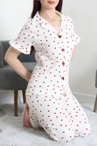 Bürümcük Fırfırlı Pijama Takımı Kırmızıkalp - 127.1287.