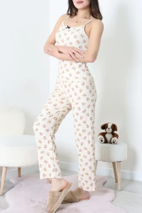 Bürümcük İp Askılı Pijama Takımı Kremayı - 129.1287.