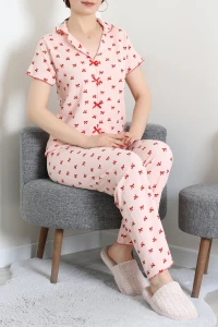 Bürümcük Fiyonklu Pijama Takımı Pudra - 159.1287.