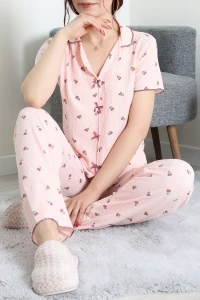 Bürümcük Fiyonklu Pijama Takımı Pudraçiçek - 159.1287.