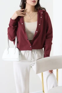Keten Kumaş Ceket Bordo - 32551.2137.