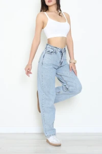 Tokalı Baggy Kot Pantolon Çelikmavi - 32960.2088.