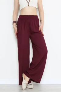Beli Lastikli Viskon Pantolon Bordo - 71679.1992.