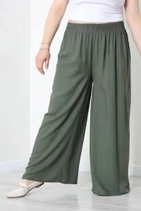 Beli Lastikli Büyük Beden Viskon Pantolon Yeşil - 71680.1992.
