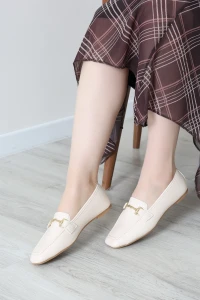 Rugan Tokalı Loafer Babet Bej - 32009.1932.