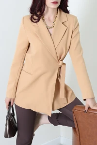 Kuşaklı Astarlı Blazer Ceket Sütlükahve - 32946.1991.