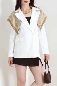 Astarlı Blazer Ceket Beyaz - 4204.1247.