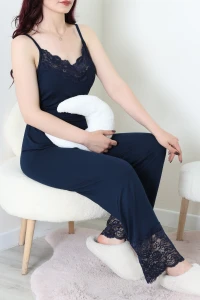 Viskon Dantelli Pijama Takımı Lacivert - 43973.1857.