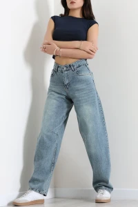 Tokalı Baggy Kot Pantolon Açıkmavi - 32950.2059.