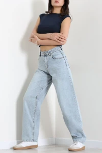 Tokalı Baggy Kot Pantolon Buzmavi - 32950.2059.