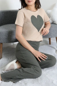 Fitilli Pijama Takımı Haki - 52304.1567.