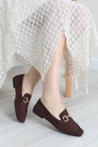 Tokalı Loafer Babet Süetkahve - 193.1846.