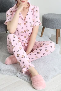 Bürümcük Fırfırlı Pijama Takımı Pudraayı - 127.1287.