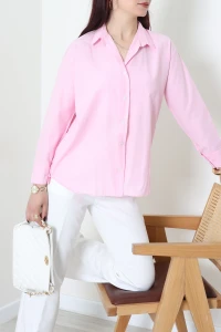 Terikoton Oversize Gömlek Pembe - 30829.1949.