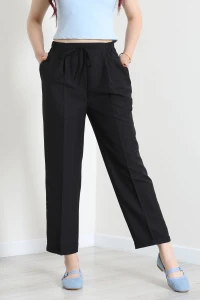 Double Paça Beli Lastikli Pantolon Siyah - 3287.179.