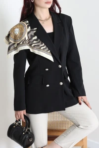 Crep Kumaş Astarlı Blazer Ceket Siyah - 8764.179.