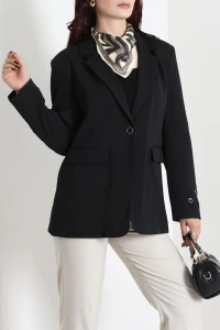 Koldan Düğmeli Astarlı Blazer Ceket Siyah - 8766.179.