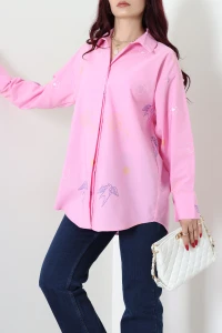 Kuş Desenli Gömlek Pembe - 21006.179.