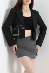 Çizgili Blazer Ceket Siyah - 8760.179.