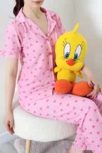 Bürümcük Fırfırlı Pijama Takımı Pembefiyonk - 127.1287.
