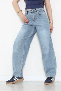 Tokalı Baggy Kot Pantolon Buzmavi - 31159.2059.