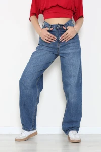 Tokalı Baggy Kot Pantolon Mavi - 32993.2088.