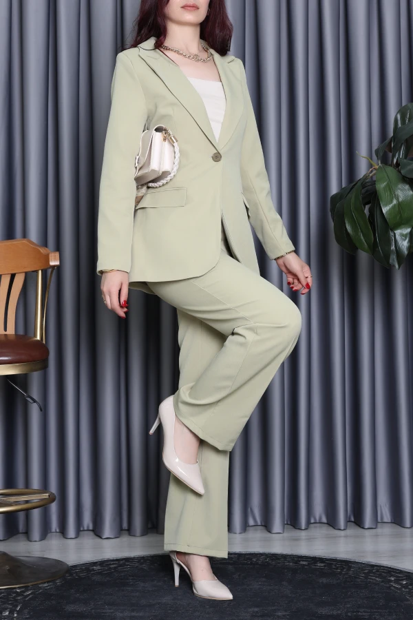Dabıl Kumaş Astarlı İkili Blazer Takım Çağla - 55041.1397.