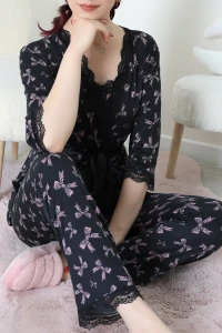3 Lü Set Pijama Takımı Siyahdesenli - 623.1287.