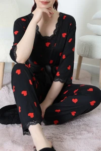 3 Lü Set Pijama Takımı Siyahkırmızı - 623.1287.