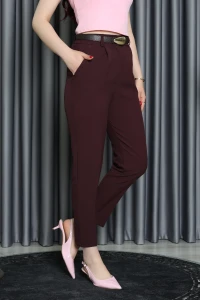 Kemerli Dabıl Pantolon Mürdüm - 71794.1995.