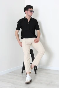 Polo Yaka Kısa Kollu Erkek Triko Siyah - 71656.518.