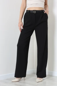 Pileli Bol Paça Pantolon Siyah - 4239.1247.