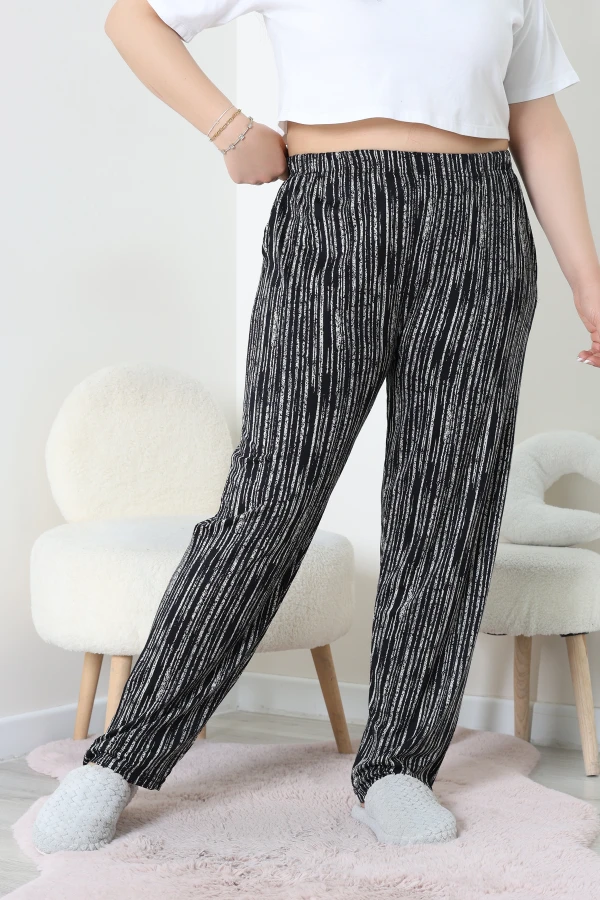 Viskon Büyük Beden Pijama Altı Desenlisiyah - 52330.1731.