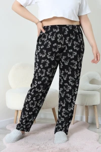 Viskon Büyük Beden Pijama Altı Siyahkrem - 52330.1731.