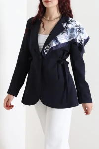 Yanları Bağlamalı Blazer Ceket Lacivert - 71439.1991.