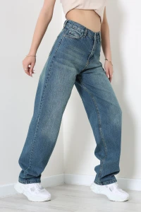 Tokalı Baggy Kot Pantolon Mavi - 71560.2088.